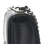 Goatskin Quilted Patent Medium Duo Boy Flap Dark Blue