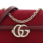 Crepe Wool Silk GG Monogram Go Small Shoulder Bag Rosso Ancora
