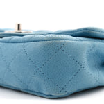 Iridescent Caviar Quilted Extra Mini Flap Light Blue