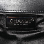 Patent Calfskin Quilted Metal Handle Clutch So Black