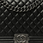 Calfskin Quilted Medium Boy Flap Black