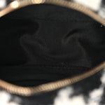 Wool Tweed Lambskin Quilted Chanel 19 Round Clutch With Chain and Coin Purse Black White