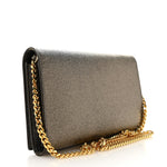 Grained Metallic Calfskin Monogram Chain Wallet Bronze