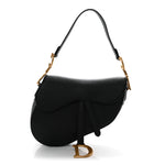 Grained Calfskin Saddle Bag Black