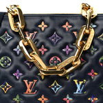 Lambskin Embossed Monogram LV Garden Coussin MM Navy Blue