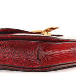 Lizard Medium Classic Box Flap Bag Ruby