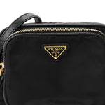 Nylon Vela Saffiano Double Zip Crossbody Black
