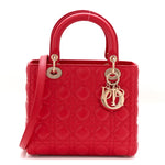 Lambskin Cannage Medium Lady Dior Red