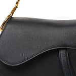 Grained Calfskin Saddle Bag Black