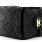 Washed Denim Quilted Mini Chanel 25 Handbag Black