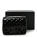 Patent Calfskin Quilted Mini Square Flap So Black