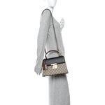 GG Supreme Monogram Calfskin Small Padlock Top Handle Bag Beige Black Cuir