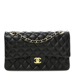 Lambskin Quilted Medium Double Flap Black