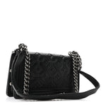 Calfskin Crystal Embossed Medium Boy Flap Black