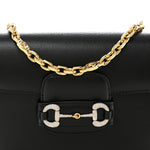 Azalea Calfskin Mini Crystal Horsebit 1955 Shoulder Bag Black