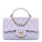 Lambskin Quilted Mini Top Handle Rectangular Flap Light Purple