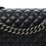 Caviar Quilted Large Boy Flap Black