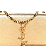 Metallic Calfskin Small Classic Monogram Kate Tassel Satchel Gold