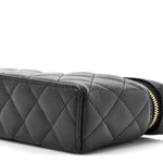 Caviar Quilted Top Handle Slim Vanity With Chain Black