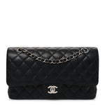 Caviar Quilted Medium Double Flap Black