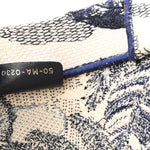 Canvas Embroidered Large Palm Tree Toile De Jouy Book Tote Blue