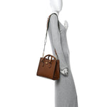 Textured Dollar Calfskin Web Small Diana Tote Bag Cuir Black