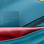 Velvet Matelasse Small GG Marmont Shoulder Bag Pavone Cyan