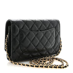 Caviar Quilted Wallet on Chain WOC Black