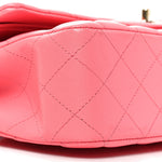 Lambskin Quilted Medium Double Flap Pink