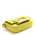 Canvas Vitello King FF Embroidered Nano Maxi Buckle Baguette Charm Wasabi