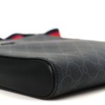 GG Supreme Monogram Appia Calfskin Web Flat Messenger Bag Black Grey