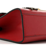 Calfskin Crystal Star Embroidered Small Padlock Shoulder Bag Hibiscus Red