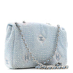 Denim Strass Evening Flap Bag Blue