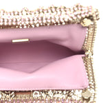 Crystal Embellished Metallic Lambskin Mini Chanel 22 Light Pink