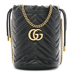 Calfskin Matelasse Mini GG Marmont 2.0 Bucket Bag Black