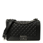 Calfskin Quilted Medium Boy Flap Black