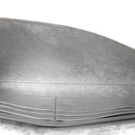 Metallic Lambskin Intrecciato Long Andiamo Top Handle Clutch Silver