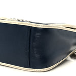 Vintage Effect Calfskin Matelasse Diagonal Mini Torchon GG Marmont Top Handle Shoulder Bag Blue Agata Mystic White
