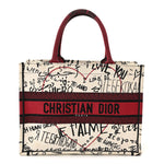 Canvas Embroidered Medium Dioramour Graffiti Book Tote Latte Multicolor