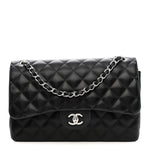 Lambskin Quilted Jumbo Double Flap Black