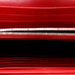 Calfskin Crocodile Embossed Monogram Chain Wallet New Red