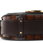 Calfskin Crocodile Embossed Small Tess Bag Dark Ebony