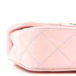 Shiny Lambskin Quilted Mini Twisted Links Top Handle Flap Light Pink