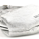 Metallic Textured Calfskin Logo Cloud Coin Purse With Strap Silver