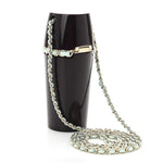 Lucite Lipstick Case On Chain Burgundy Blue