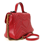 Calfskin Matelasse Small GG Marmont Top Handle Shoulder Bag Hibiscus Red
