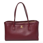 Calfskin Archetype Small Shopping Tote Dark Burgundy