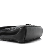 Sheepskin Matelasse Chevron Monogram Medium College Bag Black
