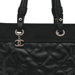 Coated Canvas Quilted Large Paris Biarritz Tote Black