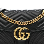 Calfskin Matelasse Small GG Marmont Shoulder Bag Black